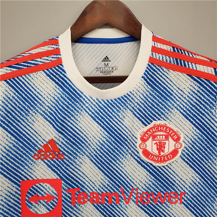 Manchester United 21-22 Kit Away Light Blue Soccer Jersey Football Shirt - Click Image to Close